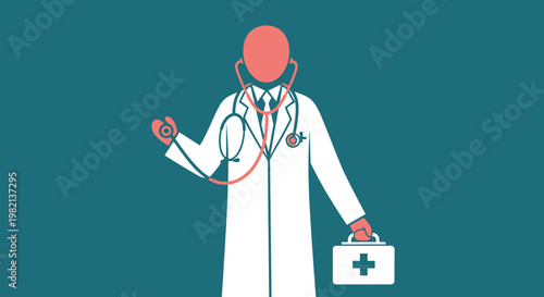 Doctor holding a stethoscope and medical kit.