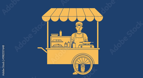 Street Food Vendor Cart Illustration.