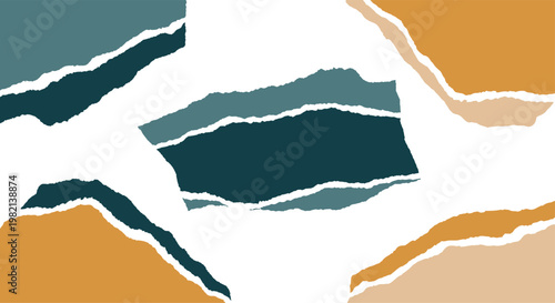 Abstract Torn Paper Vector Illustration: Set of Ripped Paper Scraps with Deckle Edges, Minimalist Organic Geometric Shapes for Modern Collage, Scrapbooking, Branding, and Creative Graphic Design