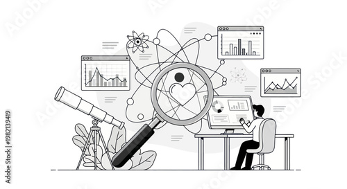 Businessman analyzing data on computer screen.
