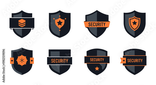 Modern Cyber Security Shield Icons Set
