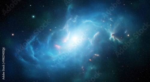 cosmic nebula with vibrant blue and purple interstellar gas in deep space