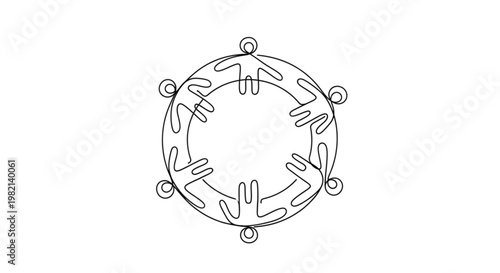 Black Continuous Line Art Circular Human Path Life Cycle Journey Minimalist Abstract Illustration