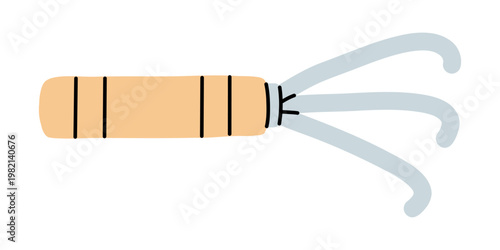 Vector illustration garden cultivator wooden handle three metal prongs. Minimalist flat design suitable gardening DIY tool icons. Farming and agriculture clipart.