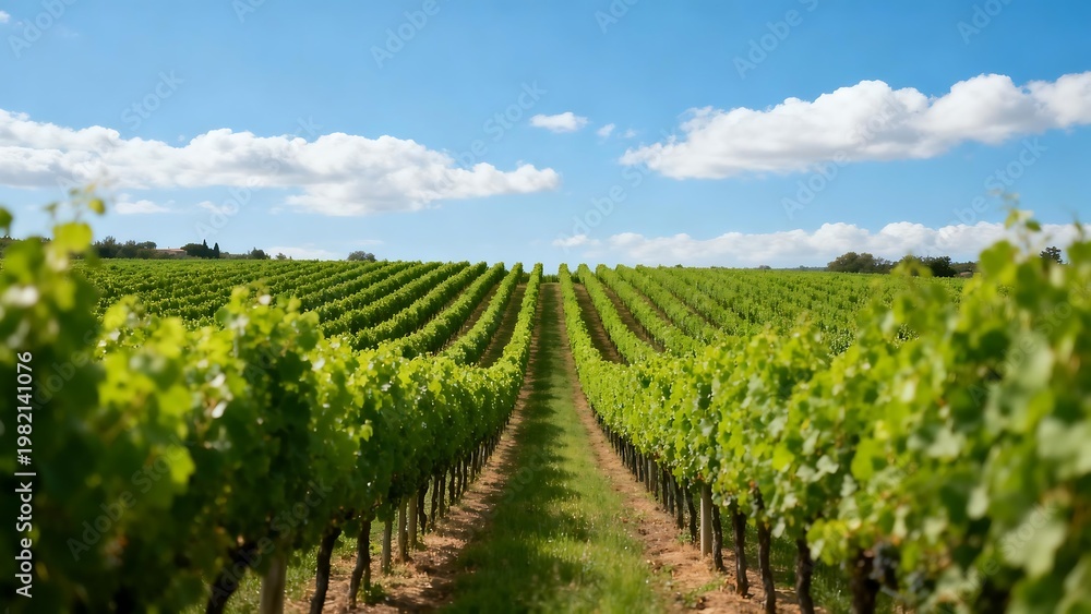 Naklejka premium Rows of grapevines in a vineyard