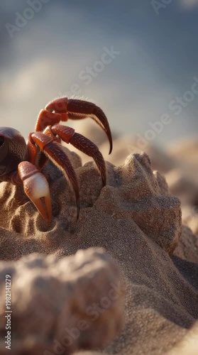 Crab encounter on sandy shore underwater scene nature coastal viewpoint