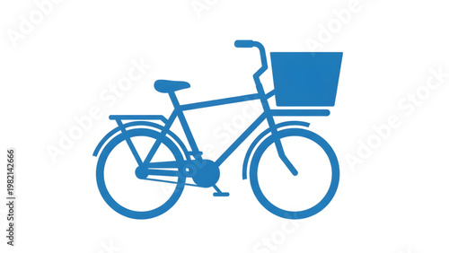 blue bicycle with basket on back