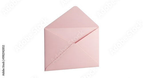 Open pink envelope isolated on white background