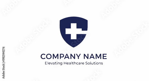 Medical Shield Logo with Cross Symbol.