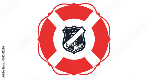 lifebuoy rescue ring with central emblem.