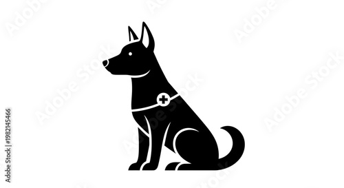 Silhouette of a Black Dog with Collar.