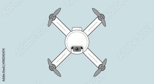Quadcopter Drone With Four Propellers And Camera.