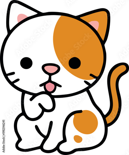 Cat licking paw beautiful funny cute brown