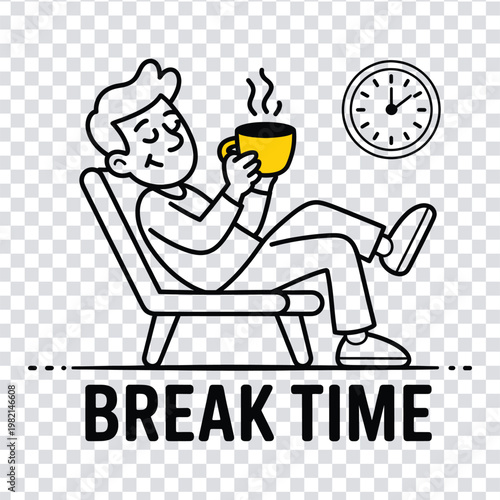 Man sitting in chair with coffee cup during break time
