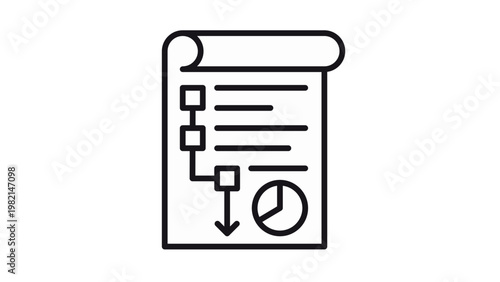 Foto Dark graphical briefing page containing a process diagram, segmented circle graph, and scripts for administrative oversight, tactical planning, and quantitative study