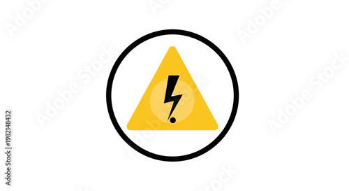 Electrical hazard warning sign triangle with lightning bolt.