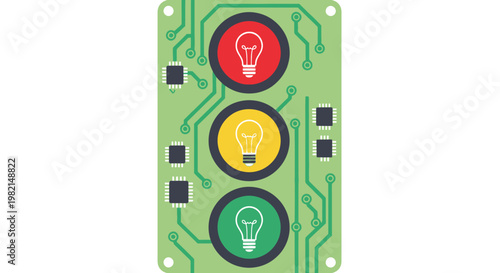 Traffic Light Showing Red Yellow and Green Lights.