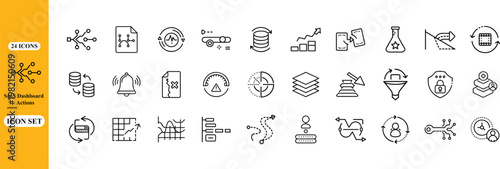 SaaS Dashboard Actions Icon Set for Modern Software Interface and Admin Control Systems.