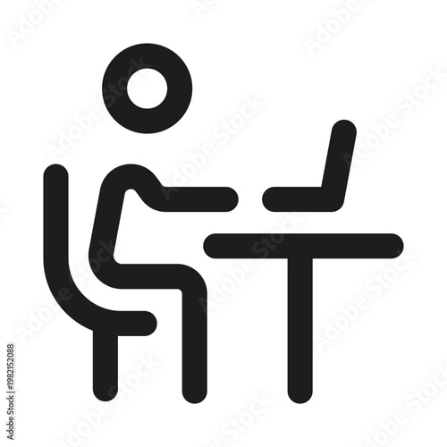 Office work icon. This professional office work outline icon features a modern and sleek design for business tasks.