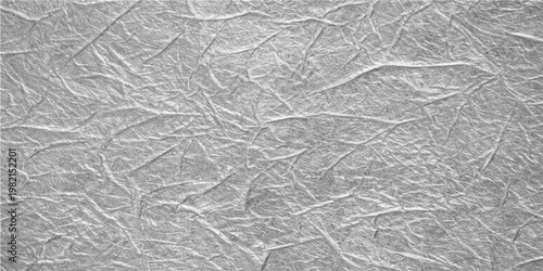 A blank white sheet of crumpled paper texture creates a rough wrinkled surface with an old vintage grunge pattern, serving as a crushed gray material backdrop or textured wall background
