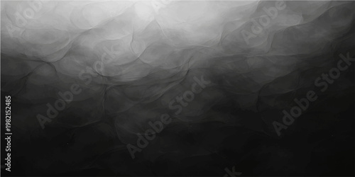 Dark grunge paper texture with abstract black smoke and misty blue clouds under a stormy night sky moon