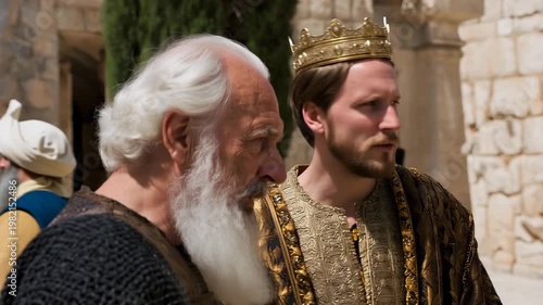 Jonathan and David Establish a Covenant of Friendship. Biblical Story Scene