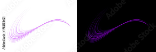 Vászonkép Abstract purple light trails forming stylish checkmark motion effect on both tra