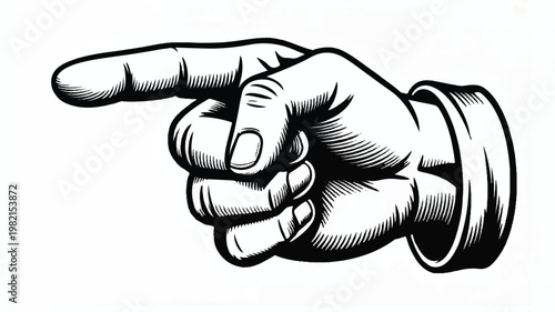 a hand pointing to the left side isolated on transparent background