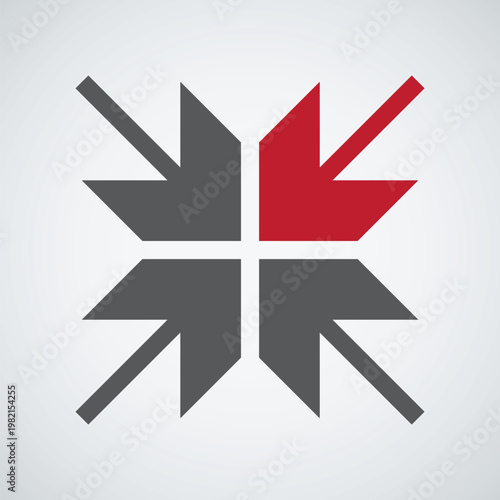 Geometric Inward Arrows Logo, Abstract Focus and Convergence Symbol, Modern Logistics and Data Centralization Icon