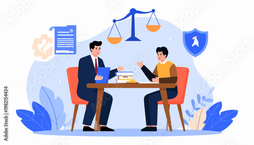 Businessman and woman in meeting.