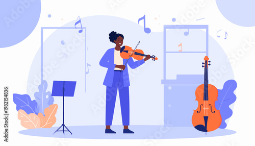 Man playing a violin music instrument.