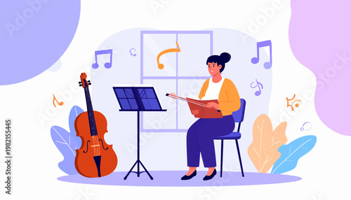 Woman Playing Cello Sheet Music.