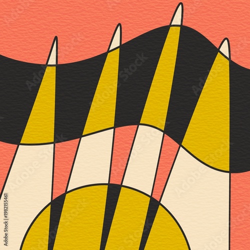 Abstract geometric wave pattern with bold shapes and texture