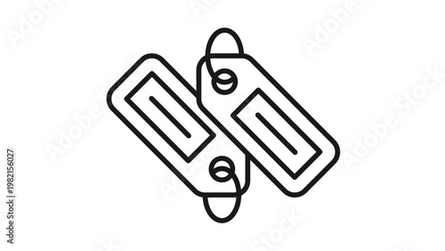 Φωτογραφία Minimalist black line art vector icon illustration of two price tags or luggage labels, scalable graphic symbol for retail, commerce, travel, and identification purposes on white background