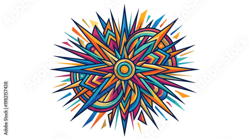 Vibrant multicolored abstract starburst design.