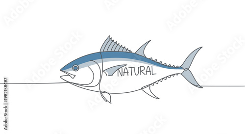 Blue fin tuna fish side view.