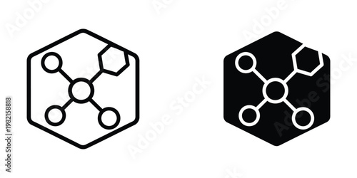 Hexagonal patterns featuring interconnected circles and shapes in contrasting colors