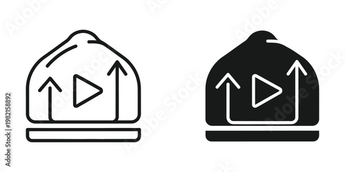 Comparison of old and modern media player icons with volume and play controls