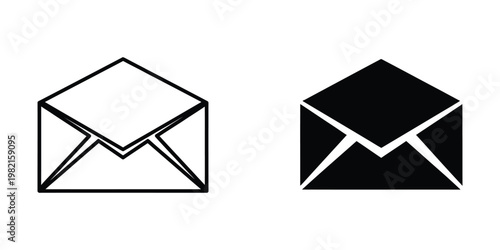 Contrast between traditional and modern envelope icons with black and white design