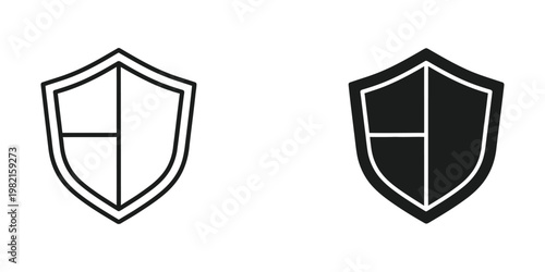 Contrast of empty and filled medieval-style shields with central cross designs