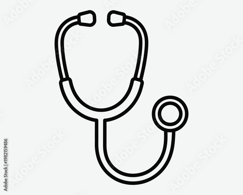 Simple black and white line drawing of a medical stethoscope