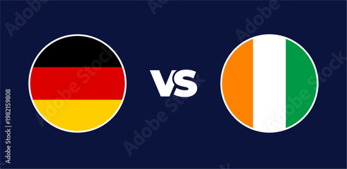 Germany vs Ivory Coast national flags in circle format, circular flag icons, vector illustration of rivalry concept
