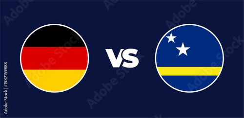 Germany vs Curaçao national flags in circle format, circular flag icons, vector illustration of rivalry concept