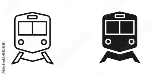 Comparison of monochrome and filled train icons with similar design elements