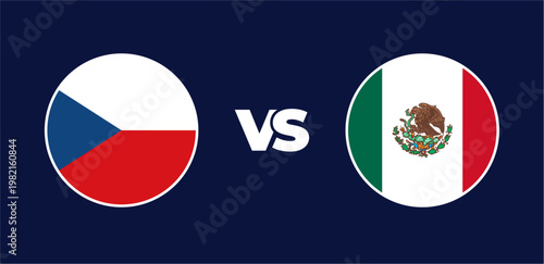 Czech Republic vs Mexico national flags in circle format, circular flag icons, vector illustration of rivalry concept