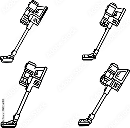 Cleaning mop tool outline icons household equipment