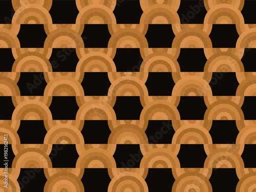 Art Deco Sunburst Fan Ornamental Gold Black Premium Pattern