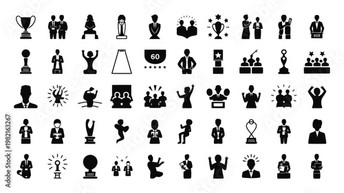 Set of 50 Success and Business Achievement Vector Icons