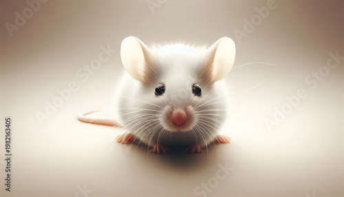 World Laboratory Animal Day concept with white laboratory mouse close up on soft background representing biomedical research ethics animal testing and humane scientific experimentation