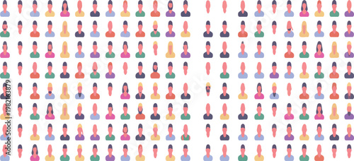 Portraits of diverse people in front and profile view, cartoon avatars of different nationalities and social backgrounds vector set